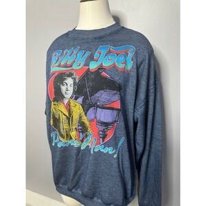 Billy Joel Piano Man Graphic Sweatshirt Womens Medium Powder Blue Crewneck NWT
